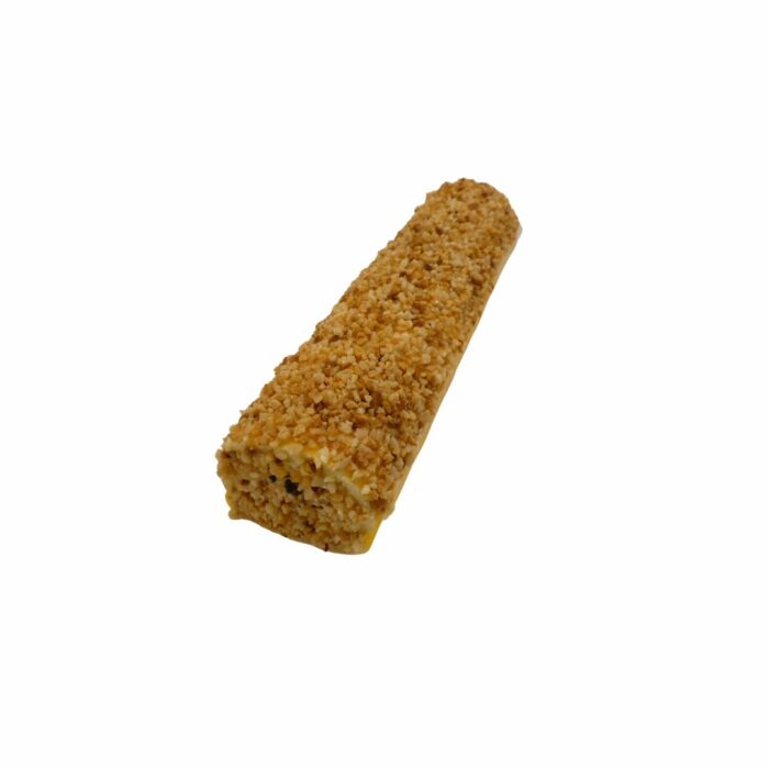 Brazo crocantí de turrón, nata y almendra caramelizada